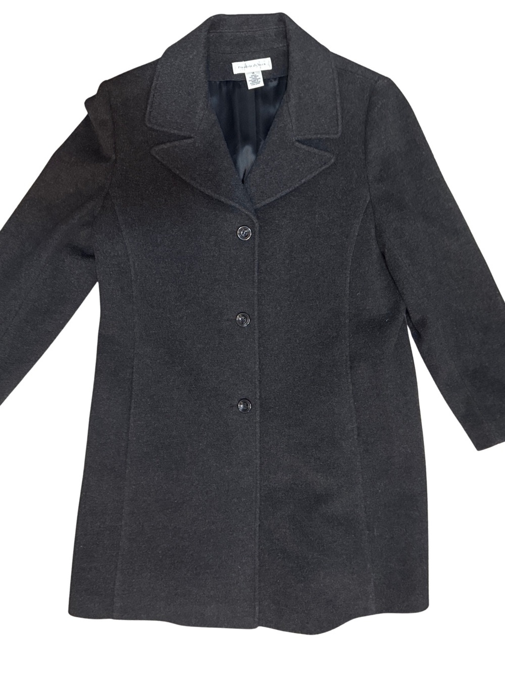 Preston & York Vtg 90’s Women’s Charcoal Gray 100% Wool Single Breasted Coat